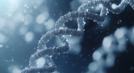 Wall Mural - close-up view of dna in a microscopic scientific research setting