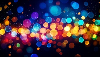 Wall Mural - abstract colorful bokeh lights on a dark background