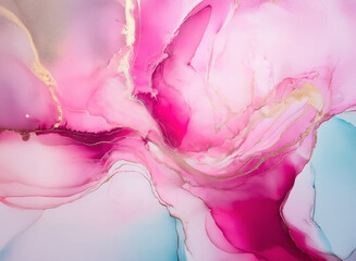 Poster - Hints: The image depicts an abstract, flowing artwork with vibrant colors. Focus on the color palette and fluidity.

An abstract artwork with a vibrant, flowing design in pinks, teals, and hints of go