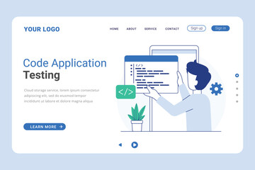 Landing page template for software developer service and programmer. Easy to edit and customize. Modern Vector illustration concepts for website