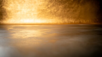 Leinwandbilder - Close-up view of a metallic surface featuring silver and gold paint, with abstract shapes adding depth. This composition includes ample copy space for design use