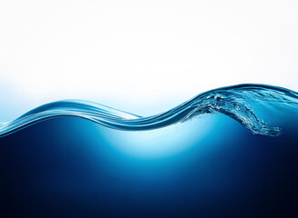 Leinwandbilder - Calm blue water surface with a gentle wave. The clear liquid reflects light, creating a serene and refreshing scene. Perfect for backgrounds.