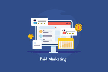 Wall Mural - business using paid media advertising network reach more audience and customers online. digital adve