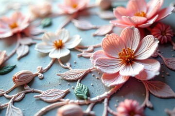 Intricate floral lace, delicate threads interwoven , texture, design, pattern