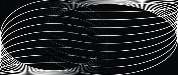 Wall Mural - abstract black and white blend line art background vector. wallpaper design with wavy line in motion