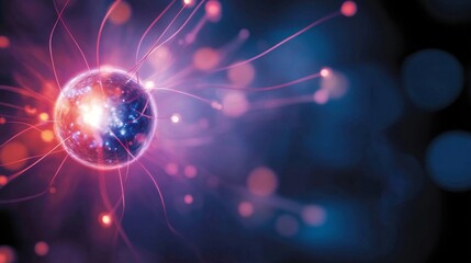 Leinwandbilder - A vibrant blue plasma field exudes energy in a starry cosmic backdrop, creating a mesmerizing visual effect with dynamic patterns and swirling light