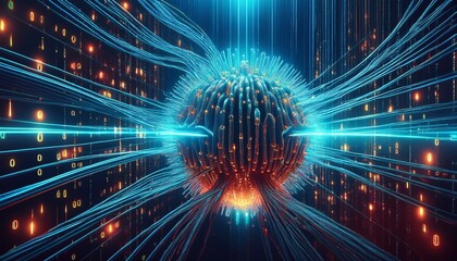 Fiber optics carrying computer virus attacking binary code