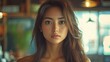 © Ms. Fox - Young asian female in thoughtful pose with long hair in indoor setting