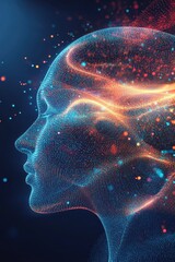 Wall Mural - vibrant abstract representation of a human head with dynamic particle effects