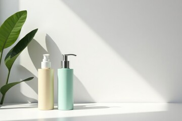 Wall Mural - clean minimalist product display on white backdrop, shot, packaging