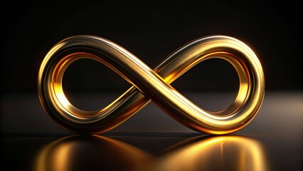 elegant golden infinity symbol on a dark background; a mystical, luxury abstract art wallpaper evoki