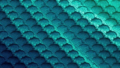 Wall Mural - Geometric wave pattern, repeating textured design in deep blues and greens, green, colour