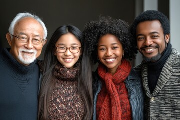 happy multiethnic multi-generational family enjoying christmas time together. people love concept, g