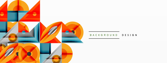 Wall Mural - geometric shapes, orange, blue, gray. modern design, abstract pattern, clean lines, minimalist style