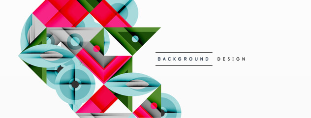 Wall Mural - abstract geometric shapes, vibrant colors, modern design. overlapping elements create dynamic compos