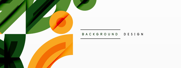 Wall Mural - abstract geometric shapes, orange, green. minimalist design, modern style. clean lines, dynamic comp
