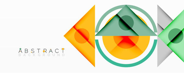 Wall Mural - bright shapes overlap. orange, green, gray colors create modern design. minimalist composition, geom
