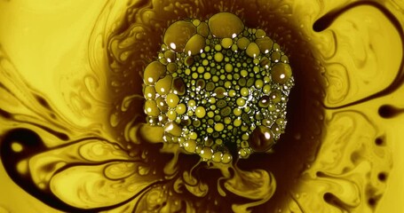 Wall Mural - chemical reactions creating vibrant bubbles and mixing rich colors, forming dynamic abstract pattern