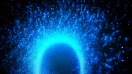 Wall Mural - a stunning display of blue particles forms a captivating swirl, reminiscent of a cosmic phenomenon. 