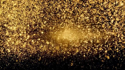 Wall Mural - golden particles dance and swirl against a dark background, creating a captivating display of light 