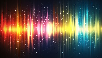 Wall Mural - radiant energy wave. kinetic lightwave arrangement. neon heartbeat or waveform in multicolored tones