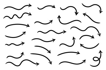 Wall Mural - hand drawn curved arrows. set of hand drawn arrows.