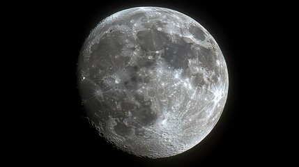 Wall Mural - Lunar surface Detailed view of the moon's craters against a black backdrop