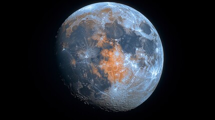 Wall Mural - Full moon illuminated in space. Dark background