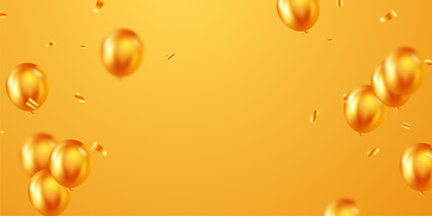 Wall Mural - beautiful banner illustration vector template, 3d golden balloon design background