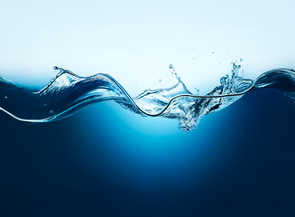 Leinwandbilder - Image description: A close-up view shows a vibrant depiction of fluid dynamics. The focus is on the interaction between the surface and the lower part of the water, with a display of splashing effects