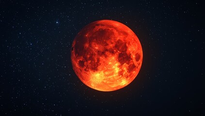 Wall Mural - a striking eclipsed moon, tinged with a deep red, stands out against the dark sky