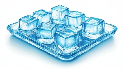Wall Mural - closeup of sparkling ice cubes on a pristine white background, refreshing visual