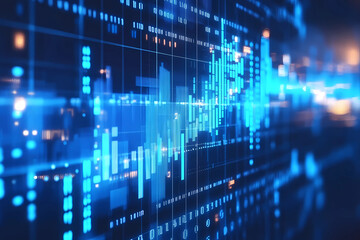 Wall Mural - blue digital binary data on computer screen background