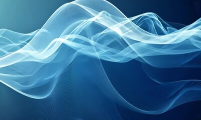 Wall Mural - abstract looping background featuring light blue polygons and harmonious wavy lines over smooth grad