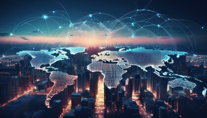 world wide web with connection global map