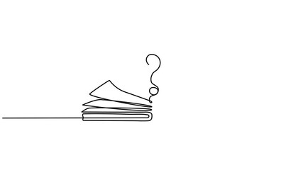 Wall Mural - open book with question mark continuous line drawing animation. education symbol animated video. wis