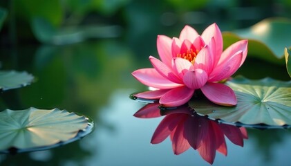 Wall Mural - intricate floral design reflected in calm lake water, surface, texture, peaceful