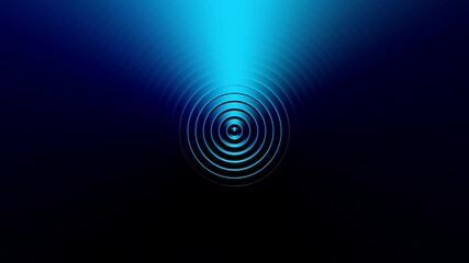 Poster - Abstract futuristic background animation of dark 3d rings wave motion with glowing blue lights, 4k seamless corporate background loop