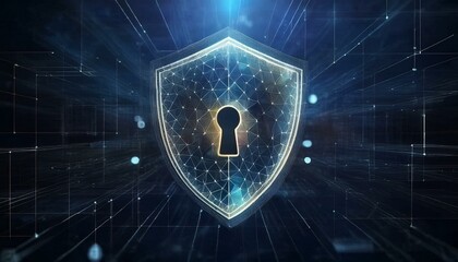 binary code with shield and lock for security concept