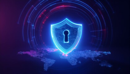 binary code with shield and lock for security concept