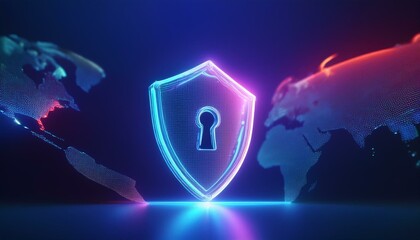 binary code with shield and lock for security concept