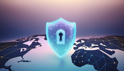 binary code with shield and lock for security concept