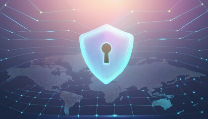 binary code with shield and lock for security concept
