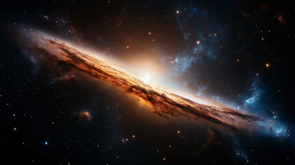 Wall Mural - Exploring the vast beauty of a swirling galaxy illuminated by bright cosmic light Generative AI