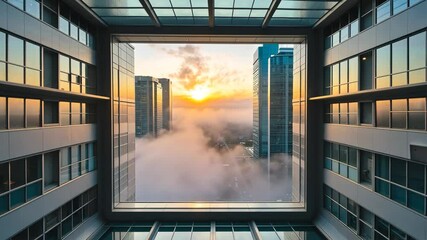 Wall Mural - aerial panoramic perspective from a moist window taken from the structure.