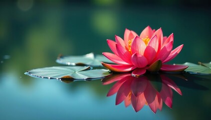 Wall Mural - intricate floral design reflected on calm lake surface, flowers, nature, graphics