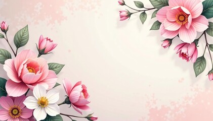 Wall Mural - pastel floral motif, delicate repeat for phone screens, feminine, illustration, flower