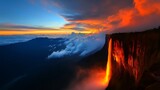 Angel Falls Sunset Fiery Cascade over Venezuelan Highlands.