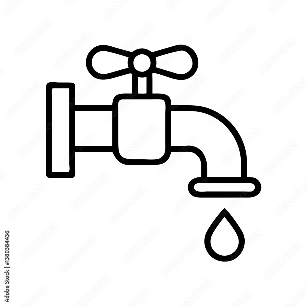 Water faucet dripping vector icon illustration plumbing fixture tap ...