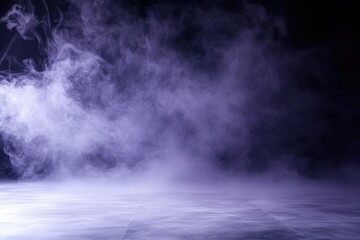 Aufkleber - Abstract Soft Lilac Haze Floating Above Concrete Surface in Dark Studio Setting Creating Mysterious and Dreamlike Atmosphere with Vaporous Smoke and Soft Lighting